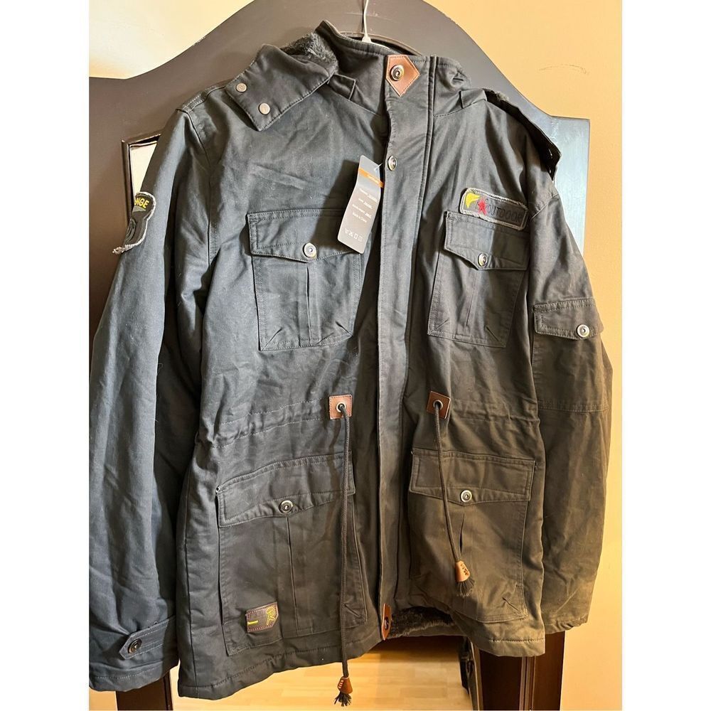 Tacvasen Men's Jacket Ski Cotton Military Jacket Thick Hooded M